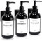 Roselee 3er Seifenspender Wandbefestigung Set 500ml Seifenspender Wand Schwarz Seifenspender Ohne Bohren Kunststoff Pumpspender mit Trichter und Wasserdichten Etiketten für Küche Bad