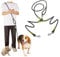 Doppelte Hundeleine, Crossbody-Leine für Laufen, Spazierengehen, Training, Nylon, reflektierend, strapazierfähig, für große, mittelgroße und kleine Hunde (Schwarz - 2)