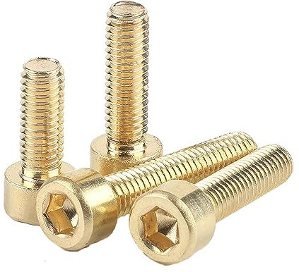 Inbusschrauben aus Messing mit metrischem Gewinde, Maschinenschrauben mit Innensechskant, Holzschrauben aus Messing, Gold, M4x5 mm,10 Stk