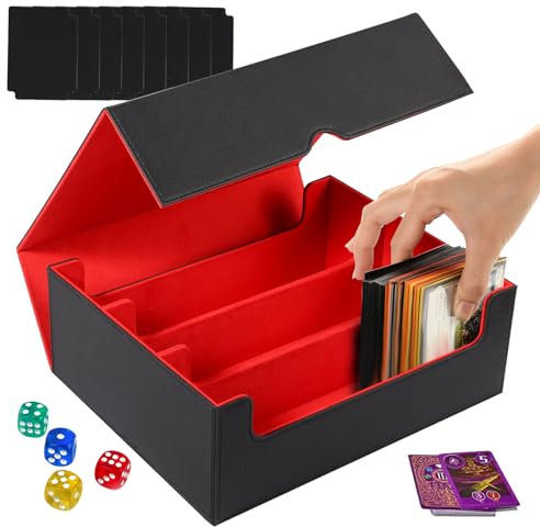 Magnetic Deck Box, Trading Card Storage Boxes for 1800+ MTG Cards, PU Leather Deck Case with 8 Dividers Compartments, Commander Card Deck Box for TCG/MTG/CCG