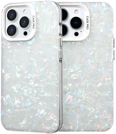 GANGANPRO Case for iPhone 15 Plus/14 Plus Sparkly Opal Glitter Case 6.7 Inch Translucent Soft TPU Bumper Protective Phone Case Cover Women Girls White
