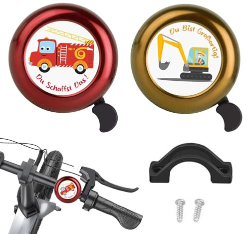 Fahrradklingel Jungen 2 Stück Klingel Fahrrad Kinder Fahrradhupe Kinder Feuerwehr Mini Laut Fahrradklingel für Kinderfahrrad Roller