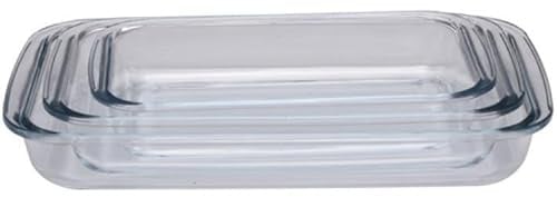 alpina Ofenform Set - 3-teilige Glas-Auflaufformen - hitzebeständiges Glas - geeignet für Backofen, Mikrowelle & Spülmaschine - für Lasagne, Bräter & Auflaufformen