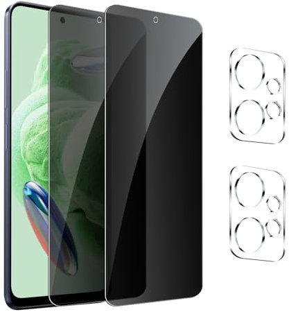 GXAYZ 【2+2 pièces】 Verre Trempé Protection Écran Anti-Espion pour Xiaomi Redmi Note 12 5G,Film de Protection en Verre Trempé, Anti-Espion,Dureté 9H