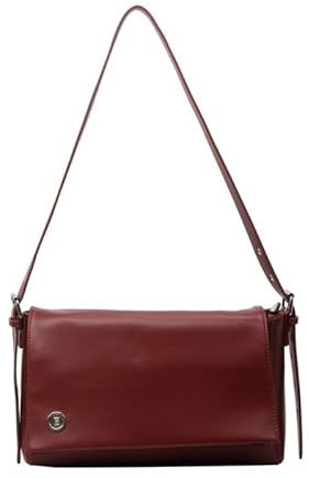 CVZQTE Einfarbige Umhängetasche aus PU-Leder, kleine quadratische Tasche, Achseltasche, Schultertasche für Mädchen, vielseitige Vintage-Kuriertasche, rotbraun
