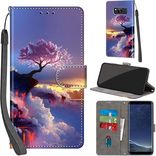 Wallet Flip Case for Samsung Galaxy S8 Leather Mountain Tree | 3 Card Slots & 1 Cash Pocket, Magnetic Closure, Kickstand, Premium PU Leather flip cover for Samsung S8