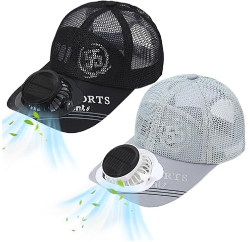 Lawnrden Solar Fan Hat USB 3 Speeds Cooling Hat With Solar Fan with LED Display Outdoor Anti-UV Breathable Unisex Adjustable Baseball Cap for Biking, Hiking, Walking (Black), Sun Hat With Solar Fan