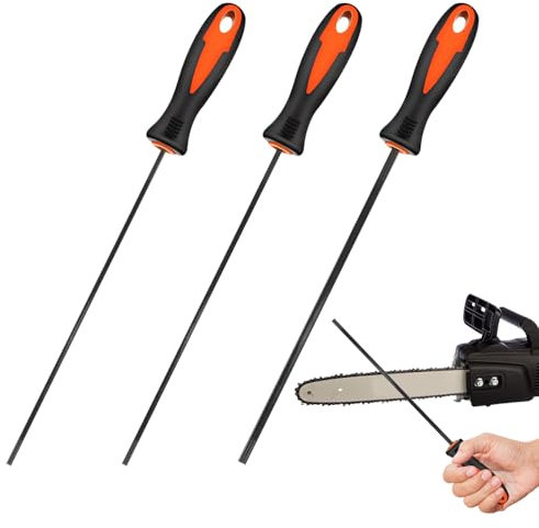 Chainsaw Sharpener,3 PCS Chainsaw File,Round Chainsaw Sharpener Tool,Chainsaw Chain Sharpening File with Handle,Chainsaw Sharpener for Chainsaw Chain 4/4.8/5.5mm
