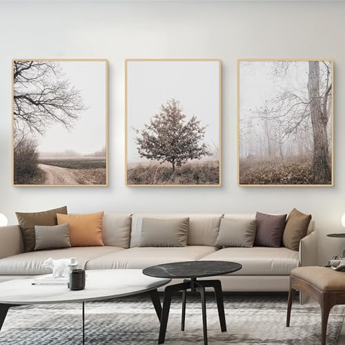 Ueiwffzo Wandbilder Wohnzimmer 3er Set, Herbst & Winter Deko, Premium Natur Landschaft Leinwand Bilder ohne Rahmen, Stimmungsvolle Poster Set für Schlafzimmer Wohnzimmer (30 x 40 cm)