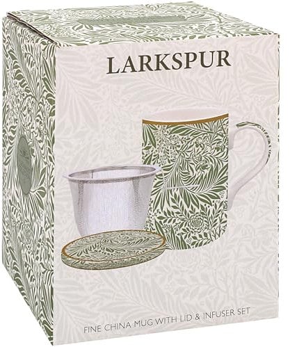The Leonardo Collection Larkspur Mug & Coast & Infuser SetLovely Gifts for Women & Men | Designed by William Morris | Coasters Set for All Modern Kitchen & Offices