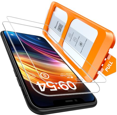 TOCOL 2 Piezas Protector Pantalla para iPhone 11, Alineación Automática para Una Instalación Rápida, Sin Burbujas, Antiarañazos, Cristal Templado de Dureza 9H+Inastillable, HD Transparente
