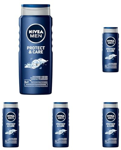 NIVEA Protect&Care Pflegendes Duschgel für Herren mit Aloe Vera 500ml (Packung mit 5)