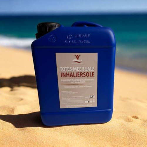 Totes Meer Inhaliersole, 2,5 Liter, 2,5% Konzentration, für Ultraschallvernebler und Inhalatoren, Premium-Qualität