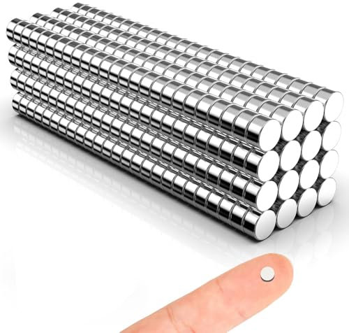 Delaga 300 Stück Magnete Extra Stark 4x2mm, Mini Magnet für Magnettafel, Kleine Magnete Stark Rund, Starke Magnet für Kühlschrank, Whiteboard, Pinnwand, Büro