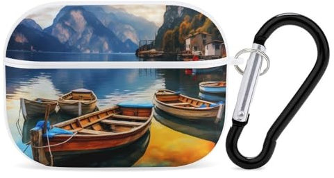 Mountain Fishing Boats Earphone Case PC Bluetooth Earbud Case Compatible with Airpods Pro White-style