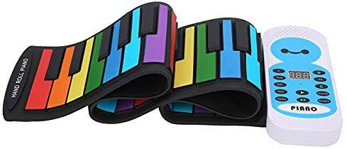 LOCADENCE 49 Key Roll Up Keyboard Klavier, Regenbogen Kinder falten Klavier mit 128 Rhythmen Timbres, DC5V USB 4D Stereo Soft Silicon Electric Piano für Kinderanfänger