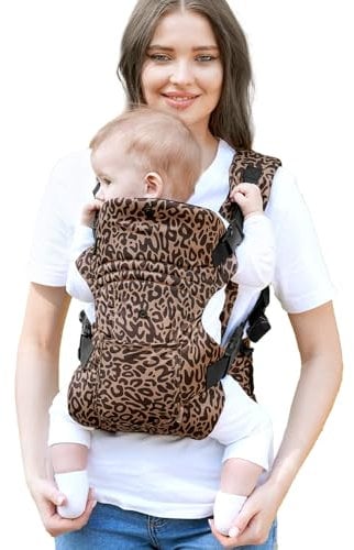 GAGAKU Babytrage Neugeborenes bis Kleinkind, Ergonomische Baby Tragegurt mit Hüftsitz für 0-36 Monate,Einfach zu Tragen Gesicht in Gesicht nach Vorne und Hinten Tragen für Kinder(Leopard)