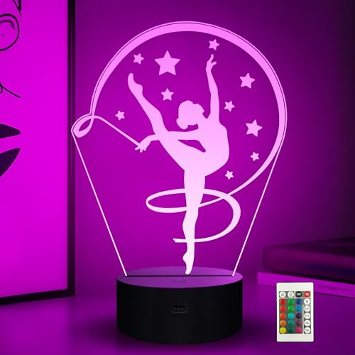 Ammonite Rhythmische Sportgymnastik Nachtlicht, 3D Led Sport Lampe 16 Farben wechselnd mit Fernbedienung und Timer, Geburtstag Weihnachten Geschenke für Mädchen Frauen Athleten Gymnastik Enthusiasten