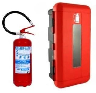 Estintore a Polvere Kg 6, Certificato, Fornito di Staffa + Cartello + Tagliando di Controllo (La Scadenza del Tagliando Non è la Scadenza dell’Estintore) + CASSETTA PORTA ESTINTORE