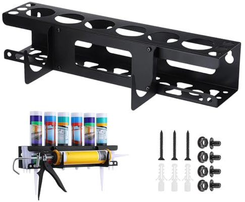 MidingChai Polyvalent Support Aerosol, Support Cartouche Silicone Utilitaire, Support Mural pour Flacon Pulvérisateur, 6 Trous Pour Tubes en Silicone,Pot Rack Studio Pour Garage, Atelier et Maison