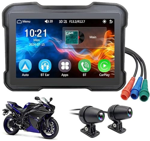 Wireless CarPlay für Motorrad 5 Zoll Touchscreen mit Wireless Android Auto Motorrad GPS Navigator GPS Navigation CarPlay