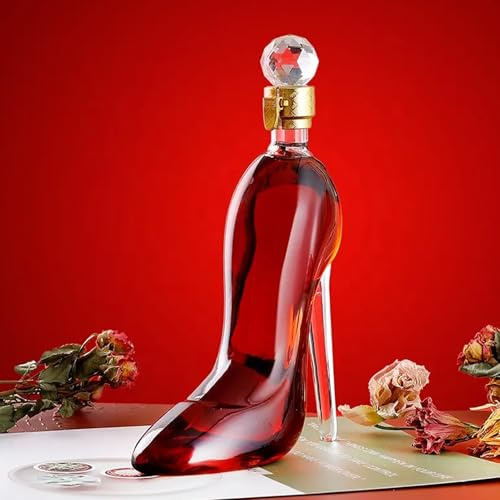 Fhlprte High Heels Form Dekanter, Whiskey-Dekanter,transparente Whiskygläser,für Bars, Nachtclubs, Geschenke für sie, Hotels, Partys, rosa Likör-Dekanter, Weinkaraffe, Runway-Kollektion (750ML)