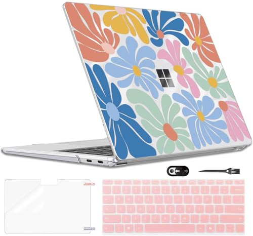 LCMOCICO Case for 13-inch Microsoft Surface Laptop Copilot+ PC 2025 (Model 2095), Printed Pattern Ultra-Slim Plastic Hard Shell Case Protective Cover, Colorful Flowers