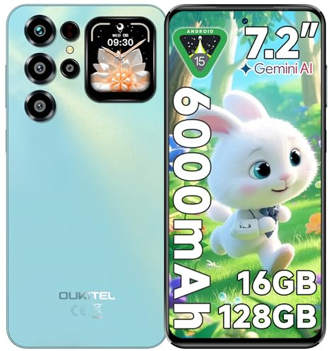 OUKITEL C68 Plus Smartphone 2025, 7.2 HD+120Hz &1.81 Display Telefono Cellulare, 16GB+128GB/1TB Telefoni, 6000mAh Smartphone Android 15, 64MP+8MP Cellulari, Dual SIM/Face ID/Fingerprint, Blu