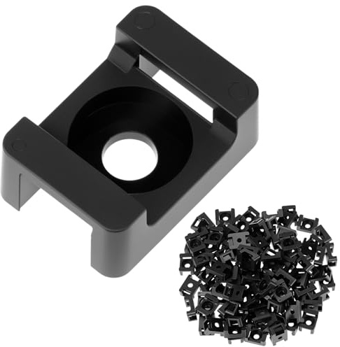 QWORK® 200 Stück Kabelbinderhalter 23 mm x 16 mm, Ø5MM - Schraubbare Kabelhalterung für Kabelmanagement