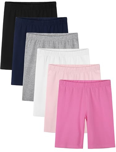 YERIOK 6 Pack Girls Bike Shorts Cotton Biker Shorts Cartwheel Clothes for Kids Under Dress Dance Multi-Color Set A 5-6Y