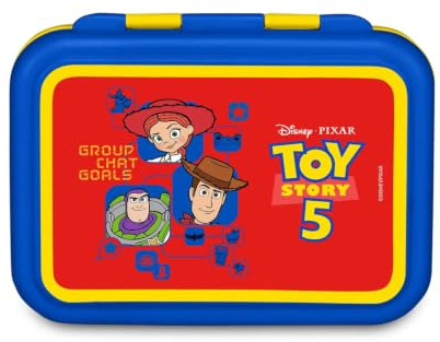 Seven Portamerenda Toy Story 850 ml, Divisorio interno per snack, Facile da aprire, Resistente al calore, Lavabile in lavastoviglie, Idea Regalo bambini, Scuola, Viaggio, rosso/blu