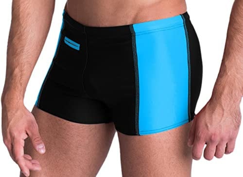 Aquarti Herren Badehose mit Reißverschlusstasche Badeshorts, Farbe: Schwarz/Blau, Größe: 6XL