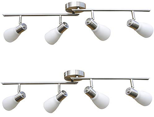 Dapo 2x Strahler LENA-EIKO 4 flammig Spotleuchte Deckenlampe, Nickel Opalglas, Fassung E14, Spotlampe. Hochwertig (nickel-weiß 4 flammig)