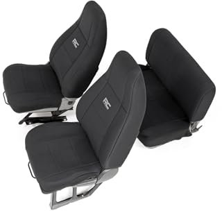 Rough Country Neopren-Sitzbezüge für Jeep Wrangler YJ (1987–1990), wasserdicht und UV-beständig, mit Schaumstoff gepolstert, Vorder- und Rücksitzbezug-Set