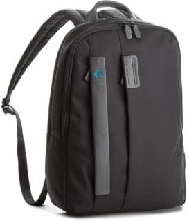 PIQUADRO Pulse Zaino porta PC, Pelle e tessuto, Chevron/Nero, 14