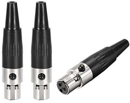 sourcing map 3pcs Mini 3-Pin XLR Female Connector,Microphone Mic Cable Plug Connector,Mic Audio Socket