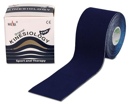 Nasara Original Kinesiologie Physio Tape für Sport und Medizin, Rollengröße 5cm x 5m, Dunkelblau