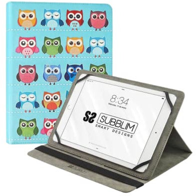 SUBBLIM Funda Tablet Universal Trendy Case Owls 9.6 a 11 Diseño Original Tres Ángulos De Visión Exclusivo Sistema De Sujeción