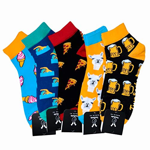 TwoSocks lustige Sneaker Socken Damen & Herren und witzige Sportsocken als Geschenk, Baumwolle, Einheitsgröße 38-46 (Pizza schwarz)