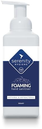 Serenity Hygiene Alcohol Free Foaming Hand Sanitiser 500ml - Unscented Antibacterial Antiviral Foam - Hospital Grade, Kills MRSA C.Diff Norovirus, Skin Friendly
