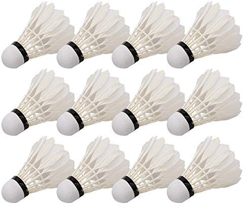 Vbestlife 12 Stück Badmintonball (EIN Fass), Entenfeder Badmintonbälle Federbälle Outdoor Indoor Training Sporttraining