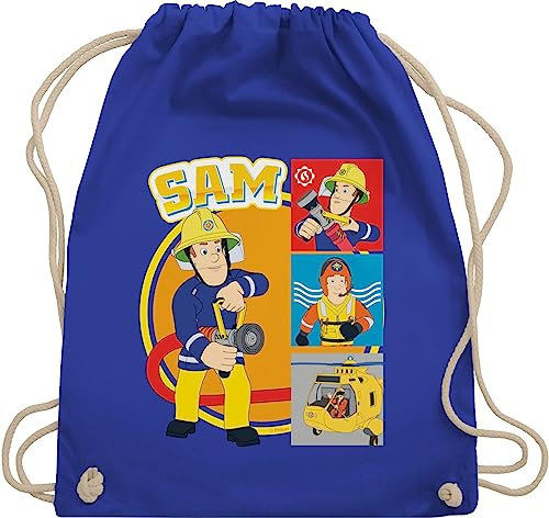 Turnbeutel Rucksack - Feuerwehrmann Tasche - Sam - Unisize - Royalblau - rucksackbeutel juterucksack beutel baumwolle stoffsackerl beuteltasche stoff sportbeutel bag turnsackerl trainingsbeutel