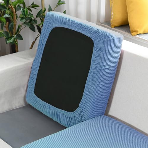 SYLC Sofa Sitzkissenbezug Stretch Sitzkissenschutz Elastischer Kissenbezüge, Husse Überzug Bezug Für Sofa Sitzkissen, rutschfest Stoff Tartan (Blau Grün,4-Sitzer Groß)