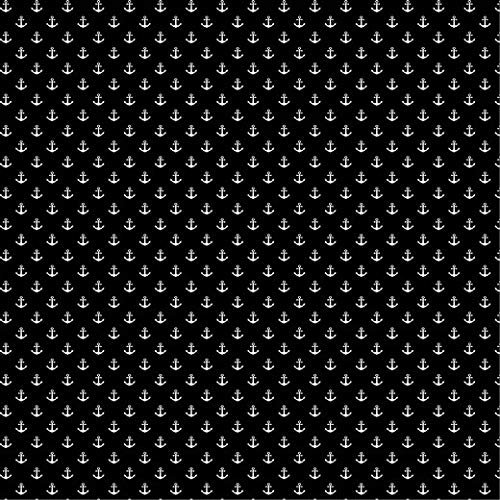 babrause® Baumwollstoff Anker Mini Schwarz Webware Meterware Popeline OEKOTEX 150cm breit - Ab 0,5 Meter