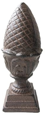 Dehner Figurine décorative Pommes de pin, diamètre 8,8 cm, Hauteur 22 cm, Fonte, Marron