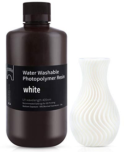 ELEGOO Résine Lavable à l'eau pour Imprimante 3D LCD UV 405nm Résine Photopolymère, Blanc 1000G