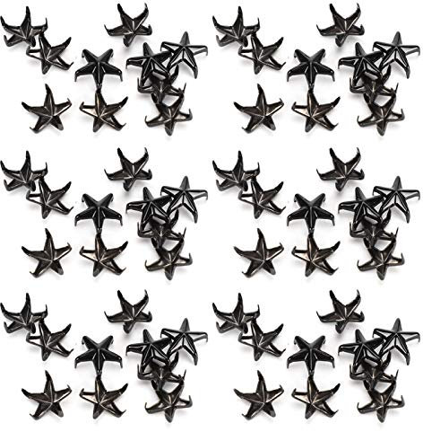200 piezas de remaches de estrella, remaches de garra de estrella, clavos de presión manual para bricolaje, artesanía de cuero, ropa, chaquetas, cinturones, 10 mm(negro)