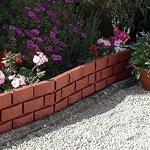 Ram® 8 X Terracotta Brick Effect Garden Lawn Edging Grey Lawn Border Stone Effect
