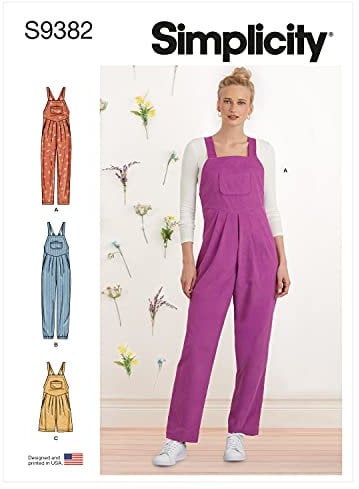 Simplicity Sewing Pattern S9382 Misses’ Dungarees with Shaped Raised Waist and Back Ties