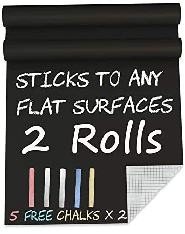 Blackboard Chalk Board Chalkboard Adhesive - 44 x 200cm 2PCS Black Chalk Sticker Blackboard Paper for Home Kitchen Outdoor Office School Walls Menu